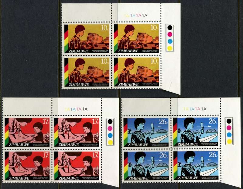 Zimbabwe - Set of 3 Control Blocks of 4 - 1985 - MNH