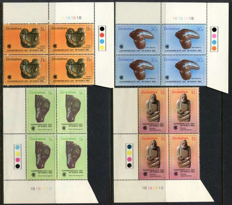 Zimbabwe - Set of 4 Control Blocks of 4 - 1983 - MNH