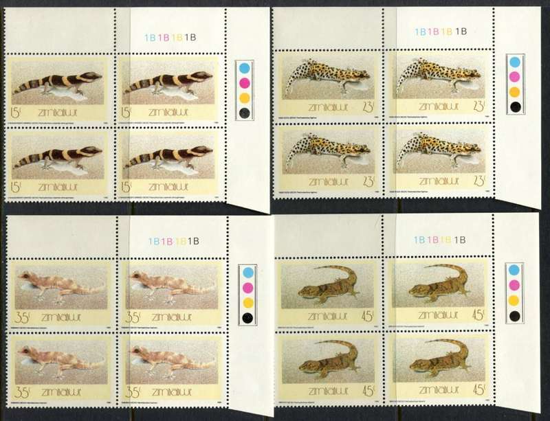 Zimbabwe - Set of 4 Control Blocks of 4 - 1989 - MNH