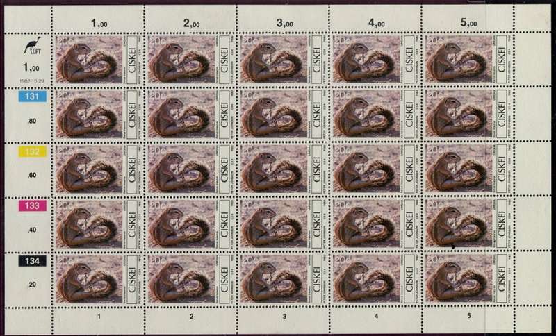 Ciskei - Set of 4 Complete  Sheets of 25 - 1982 - MNH