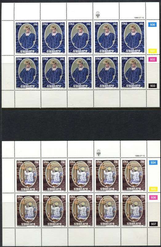 SWA - Set of 4 Complete  Sheets of 10 - 1986 - MNH