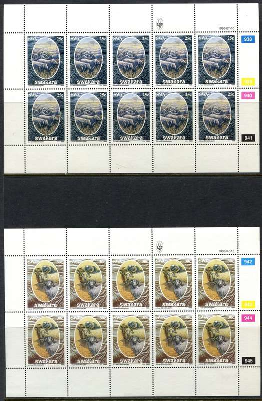SWA - Set of 4 Complete  Sheets of 10 - 1986 - MNH