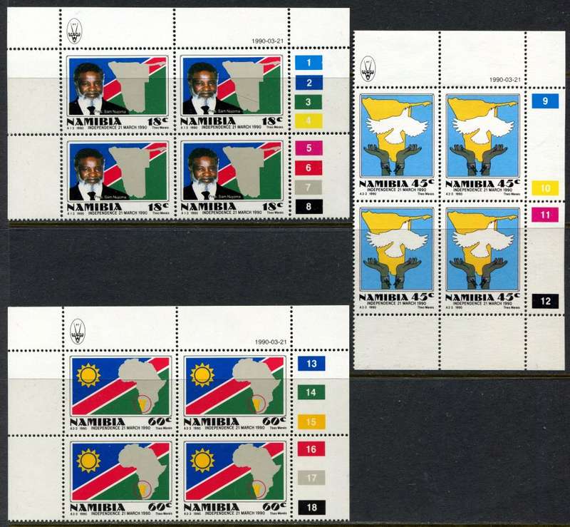 Namibia - Set of 3 Control Blocks of 4 - 1990 - MNH
