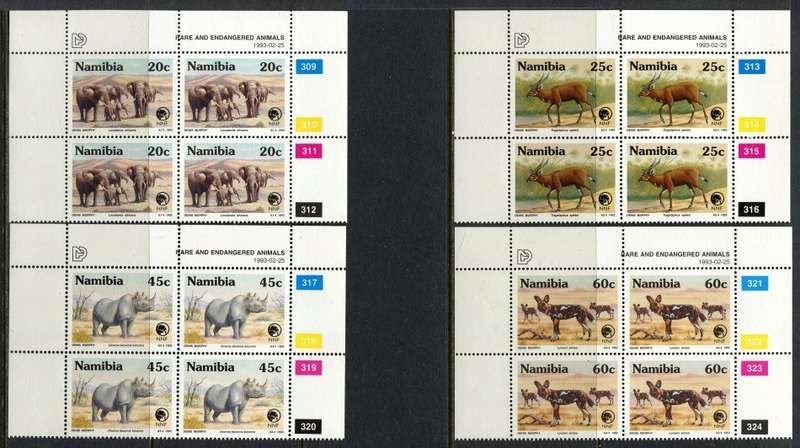 Namibia - Set of 4 Control Blocks of 4 - 1993 - MNH