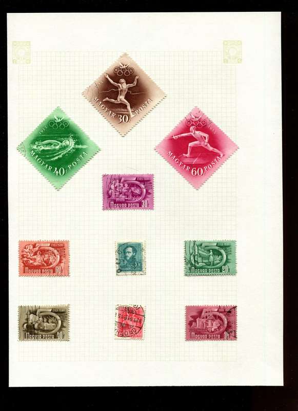 Hungary - 10 Stamps on Old Album Page