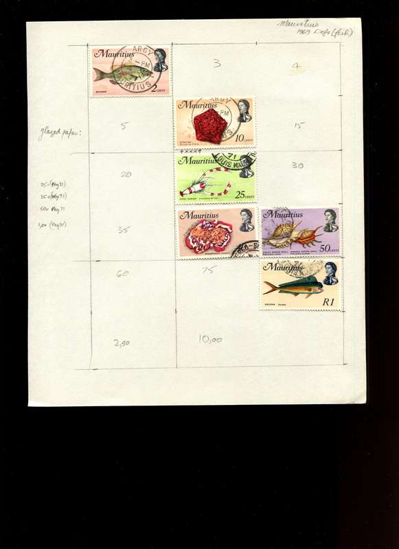 Mauritius - 6 Stamps on Old Album Page