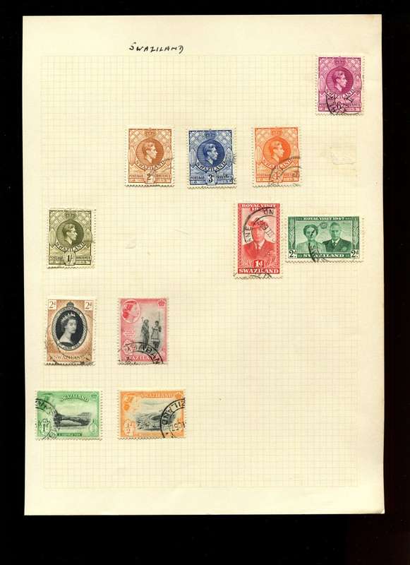 Swaziland - 11 Stamps Mounted On Old Album Page