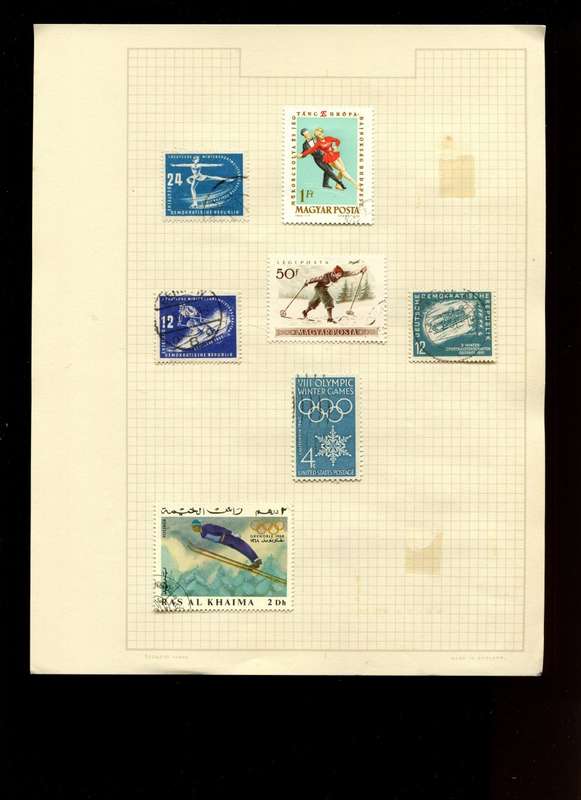 Sport - Germany DDR and Others - 7 Stamps Mounted On Old Album Page