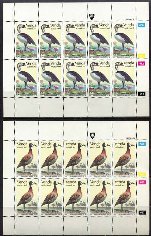 Venda - Birds - Set of 4 Complete Sheets of 10 - 1987 - MNH