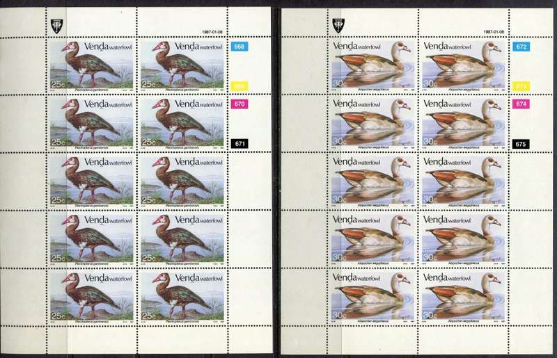 Venda - Birds - Set of 4 Complete Sheets of 10 - 1987 - MNH