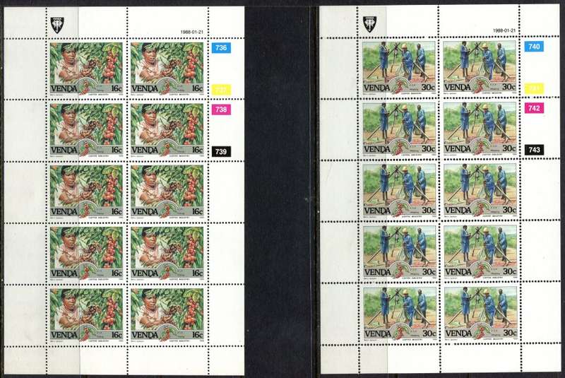 Venda - Set of 4 Complete Sheets of 10 - 1988