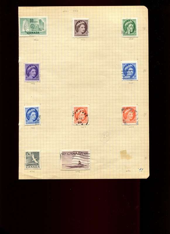 Canada - 10 Stamps Mounted On Old Album Page