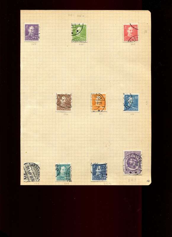 Denmark - 10 Stamps Mounted On Old Album Page