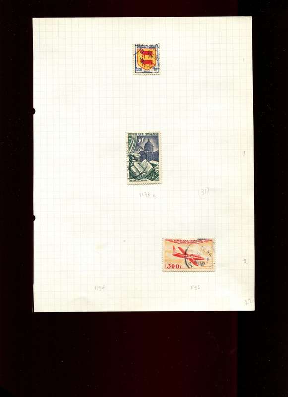 France - 3 Stamps Mounted On Old Album Page