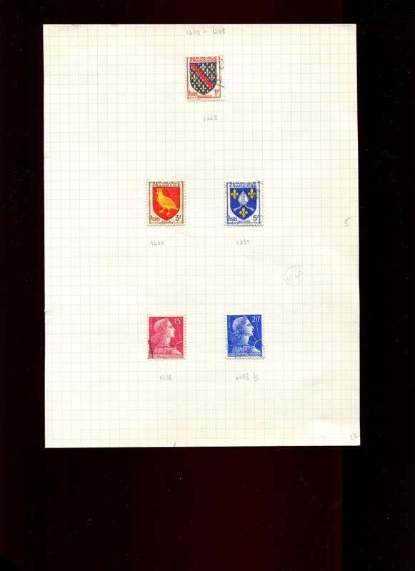 France - 5 Stamps Mounted On Old Album Page