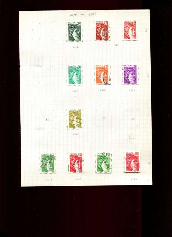 France - 11 Stamps Mounted On Old Album Page