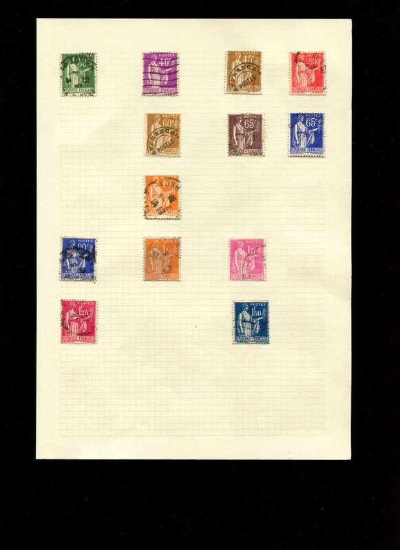 France - 13 Stamps Mounted On Old Album Page