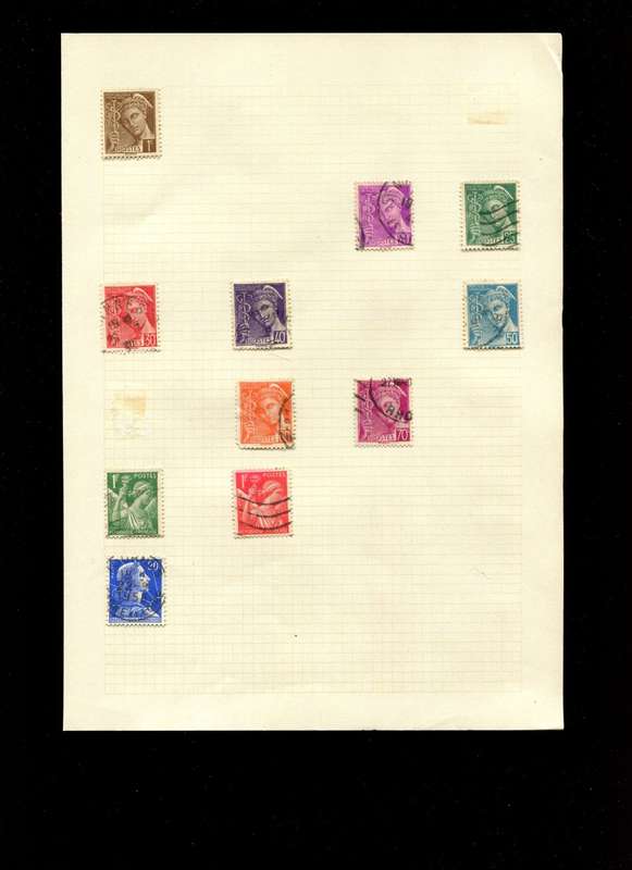 France - 11 Stamps Mounted On Old Album Page