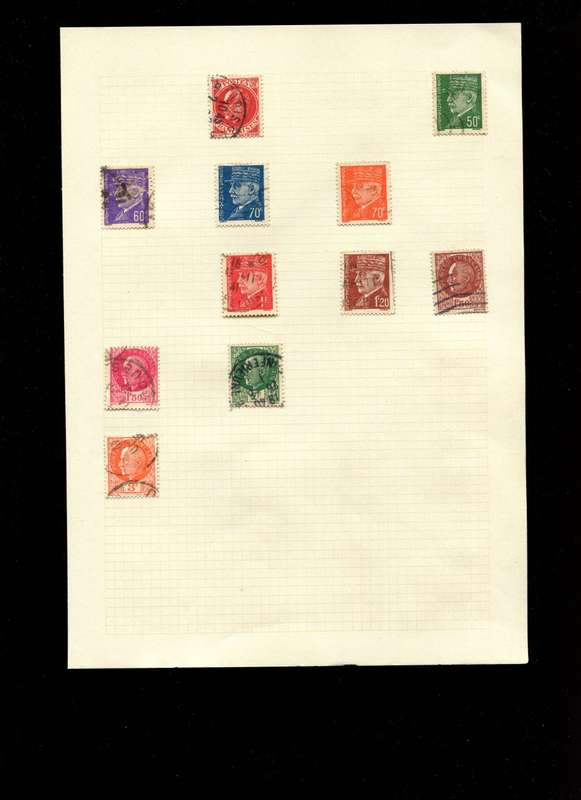 France - 11 Stamps Mounted On Old Album Page