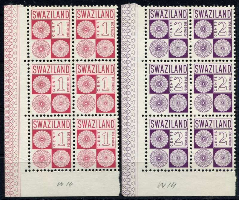 Swaziland - 2 Bottom Left Corner Blocks of 6 - 1977 - MNH