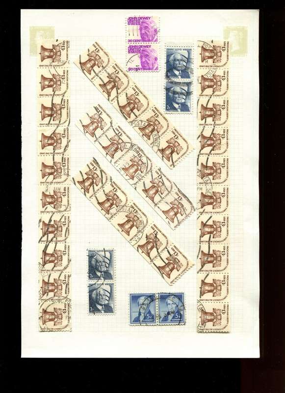 USA in Multiples - 43 Stamps  Mounted On Old Album Page