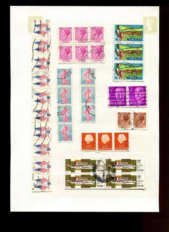 Word Mix in Multiples - 37 Stamps  Mounted On Old Album Page