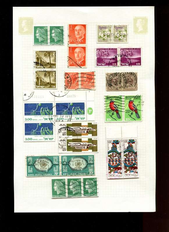 Word Mix in Multiples - 28 Stamps  Mounted On Old Album Page