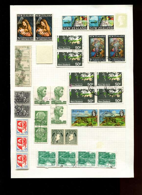 Word Mix in Multiples - 35 Stamps  Mounted On Old Album Page