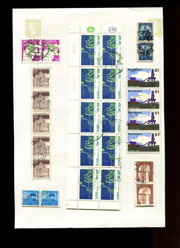 World Mix in Multiples - 27 Stamps  Mounted On Old Album Page