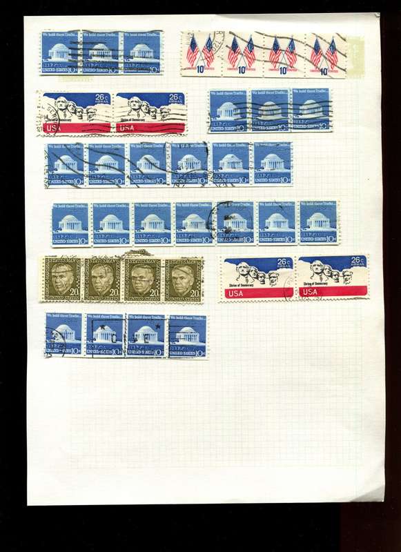 USA in Multiples - 35 Stamps  Mounted On Old Album Page