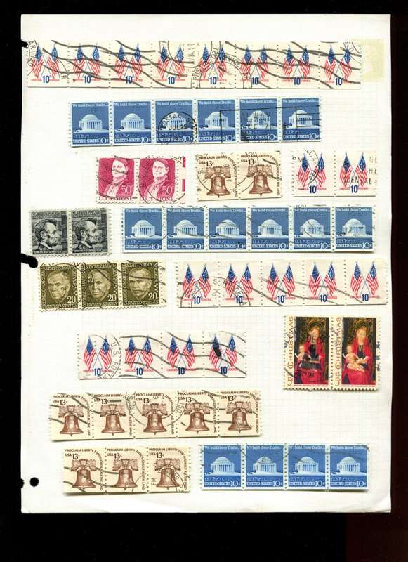 USA in Multiples - 54 Stamps  Mounted On Old Album Page