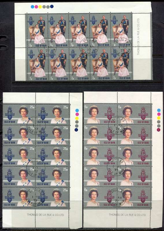 Isle of Man - Set of 3 Control/Inscription Blocks of 10 - 1977 - CTO