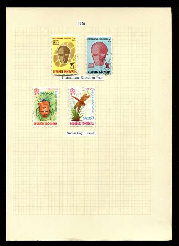Indonesia - 4 Stamps  Mounted on Old Album Page