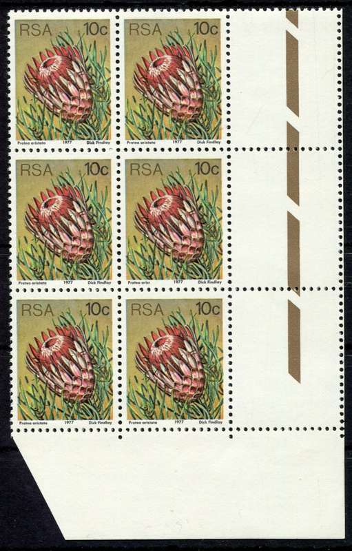 RSA - Arist(ata) Variety - Block of 6 -1977 - MNH - Middel Row Last Stamp (Row 9/10)
