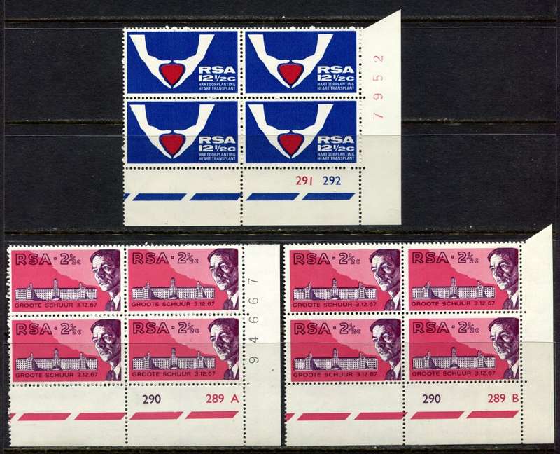 RSA - 3 Control Blocks of 4 - 1969 - MNH