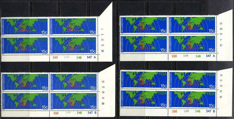 RSA - 4 Control Blocks of 4 - 1973 - MNH - With and Without Watermark