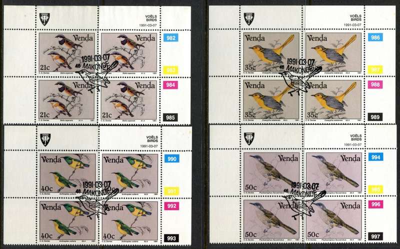 Venda -  Set 4 Control Blocks of 4 - 1991 - CTO