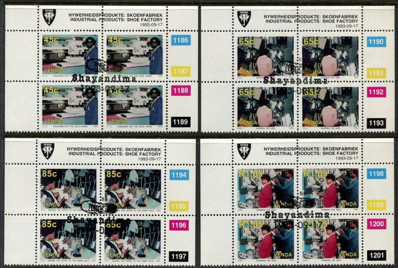 Venda -  Set 4 Control Blocks of 4 - 1993 - CTO