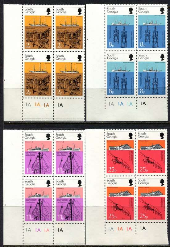 Falkland Islands/ South Georgia - Set of 4 Control Blocks of 4 - 1976 - MNH
