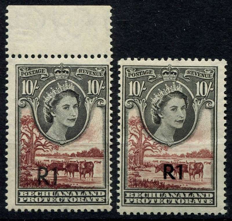 Bechuanaland - 1961 - Overprint Type I and II -  Type I Feint Bent - MNH