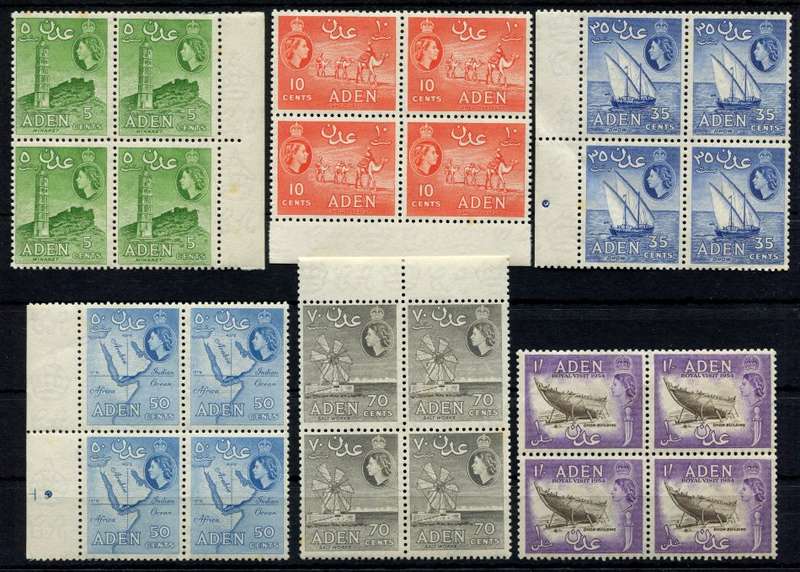Aden - 6 Blocks of 4 - 1953 - MNH - Some Toning