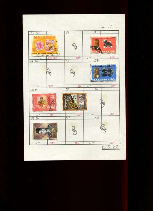 Malaysia - 6 Stamps Mounted (Hinged) on Approval Page