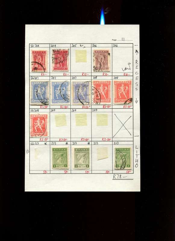 Greece - 12 Stamps Mounted (Hinged) on Approval Page