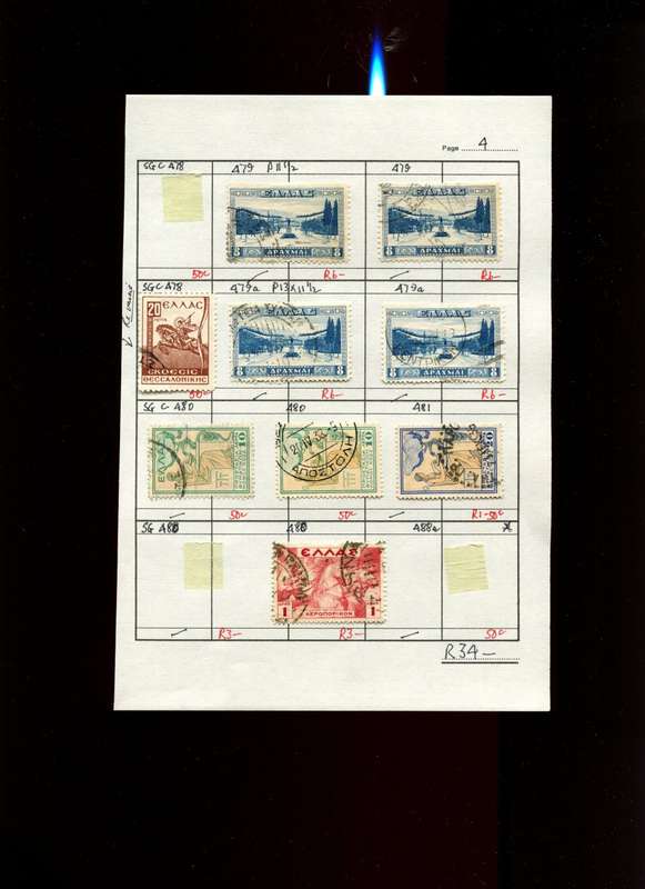 Greece - 9 Stamps Mounted (Hinged) on Approval Page
