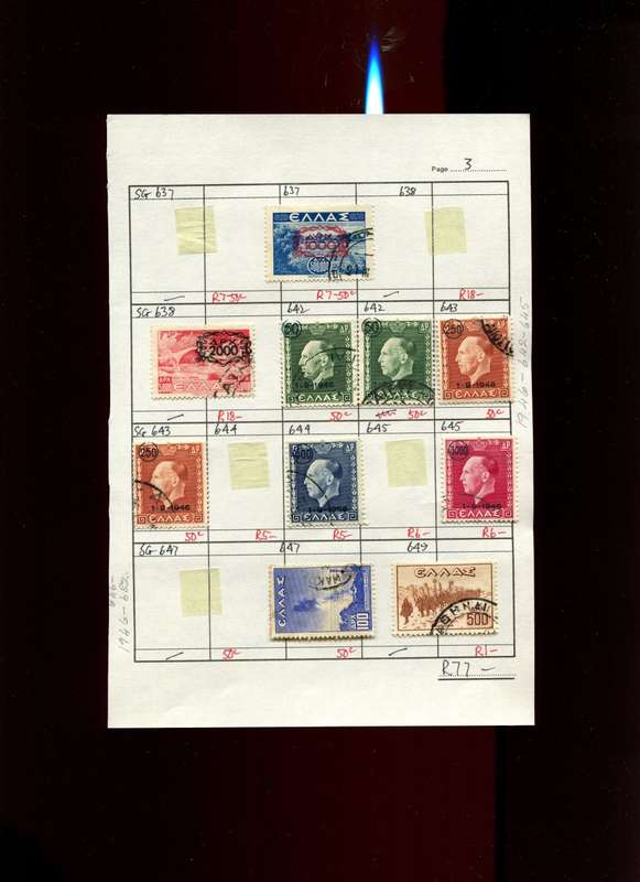 Greece - 10 Stamps Mounted (Hinged) on Approval Page