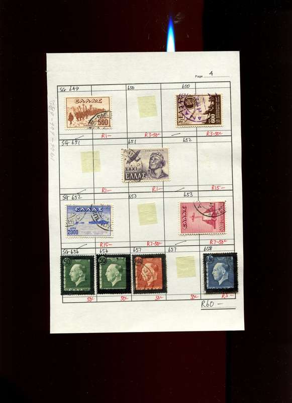 Greece - 9 Stamps Mounted (Hinged) on Approval Page