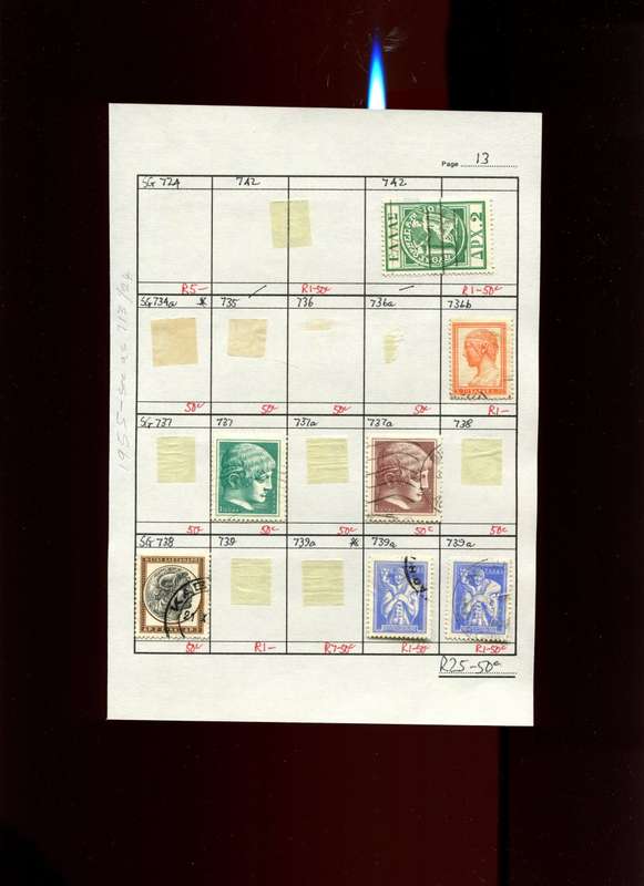 Greece - 7 Stamps Mounted (Hinged) on Approval Page