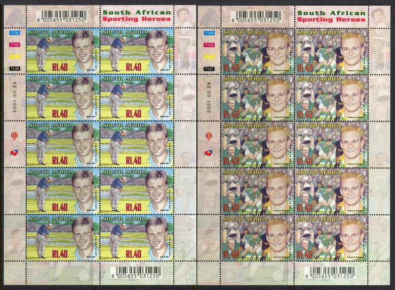 RSA - Set of 10 Full Sheets of 10 - 2001 - MNH