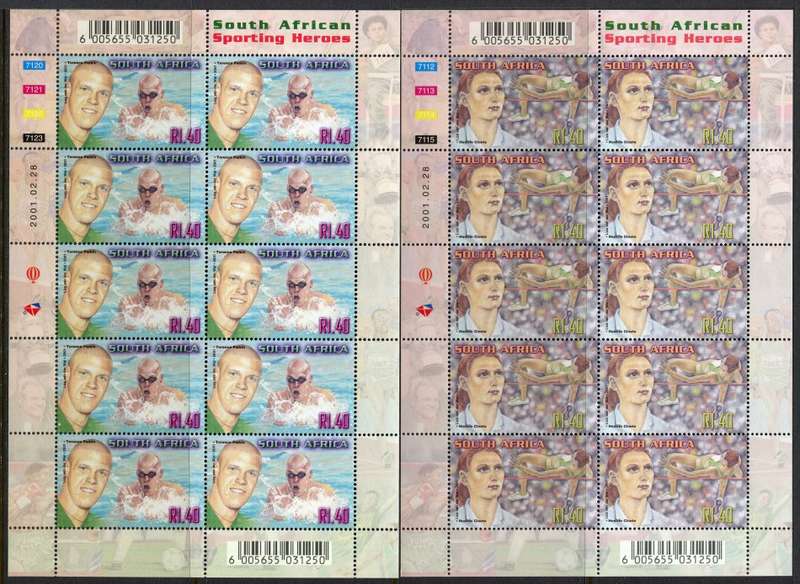 RSA - Set of 10 Full Sheets of 10 - 2001 - MNH