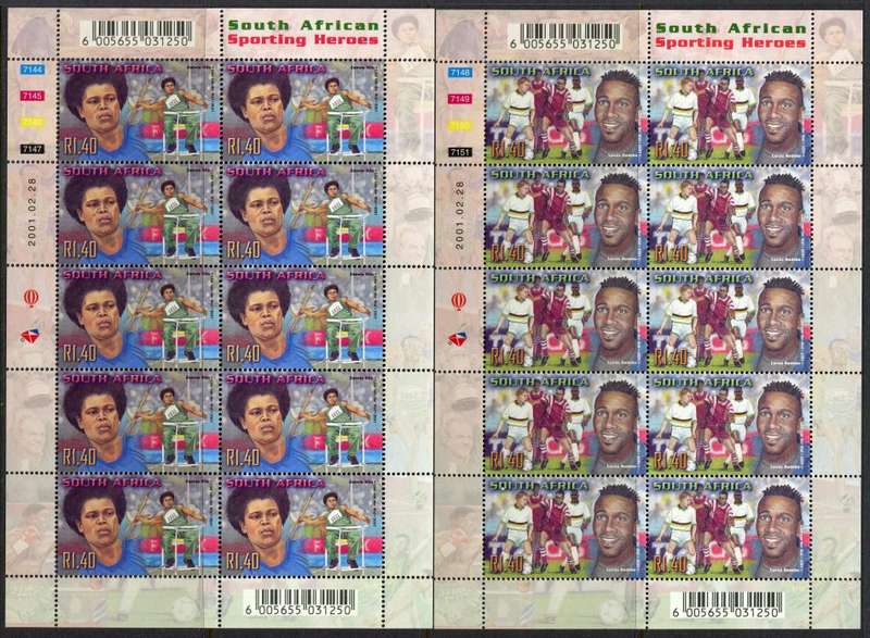 RSA - Set of 10 Full Sheets of 10 - 2001 - MNH